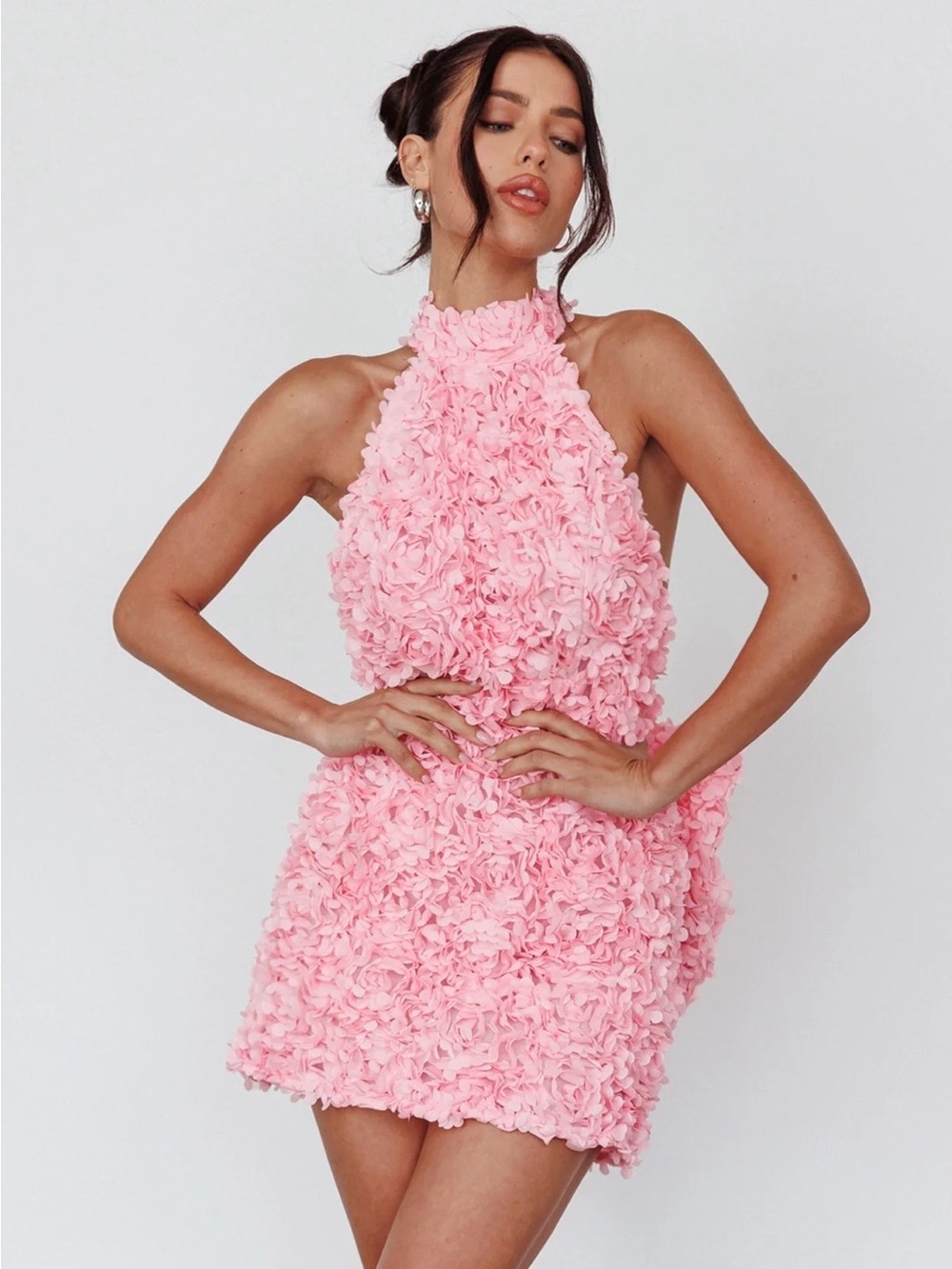 Selfie Leslie Monroe Embellished Bow Mini Dress Pink - Picture 2 of 4